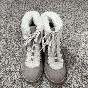 Faux Shearling Lace-Up boots